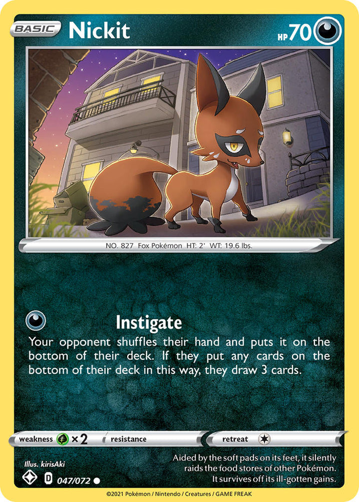 Pokemon | Nickit (047/072) [Sword & Shield: Shining Fates] | The Nerd Merchant