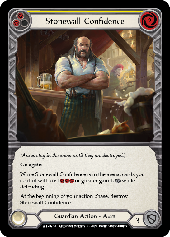 Flesh and Blood TCG | Stonewall Confidence (Yellow) [WTR073-C] (Welcome to Rathe)  Alpha Print Rainbow Foil | The Nerd Merchant