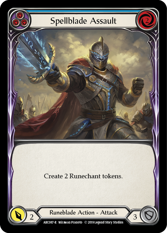 Flesh and Blood TCG | Spellblade Assault (Blue) [ARC087-R] (Arcane Rising)  1st Edition Rainbow Foil | The Nerd Merchant