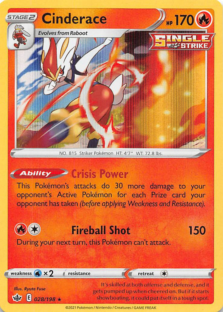 Pokemon | Cinderace (028/198) [Sword & Shield: Chilling Reign] | The Nerd Merchant