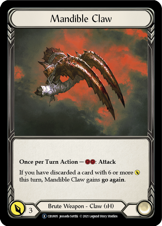 Flesh and Blood TCG | Mandible Claw [U-CRU005] (Crucible of War Unlimited)  Unlimited Rainbow Foil | The Nerd Merchant