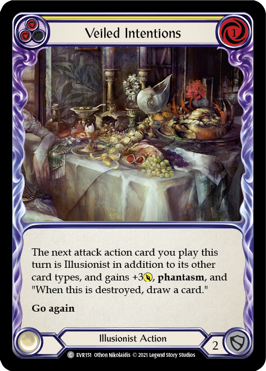 Flesh and Blood TCG | Veiled Intentions (Yellow) [EVR151] (Everfest)  1st Edition Rainbow Foil | The Nerd Merchant
