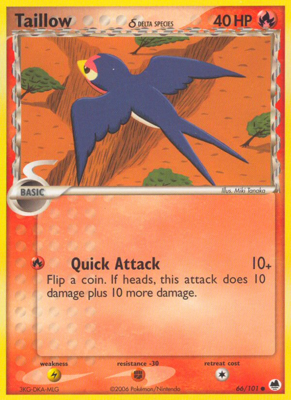 Pokemon | Taillow (66/101) (Delta Species) [EX: Dragon Frontiers] | The Nerd Merchant