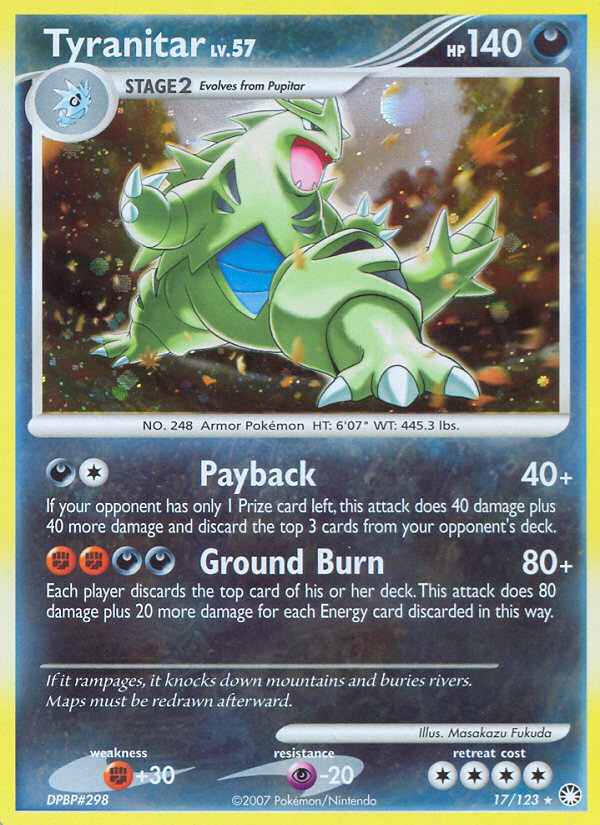 Pokemon | Tyranitar (17/123) [Diamond & Pearl: Mysterious Treasures] | The Nerd Merchant
