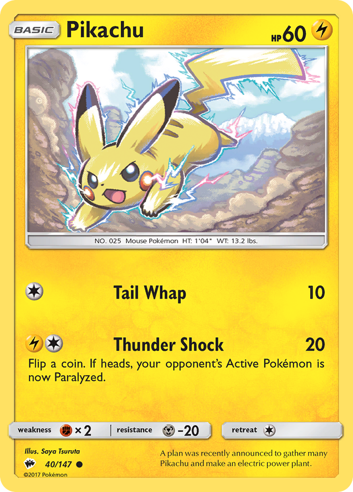 Pokemon | Pikachu (40/147) [Sun & Moon: Burning Shadows] | The Nerd Merchant