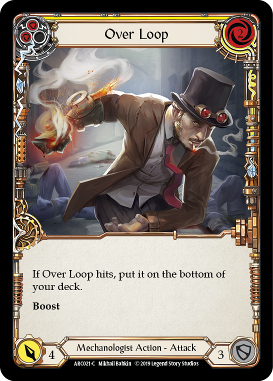 Flesh and Blood TCG | Over Loop (Yellow) [ARC021-C] (Arcane Rising)  1st Edition Rainbow Foil | The Nerd Merchant