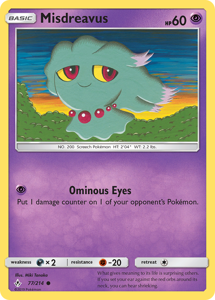 Pokemon | Misdreavus (77/214) [Sun & Moon: Unbroken Bonds] | The Nerd Merchant