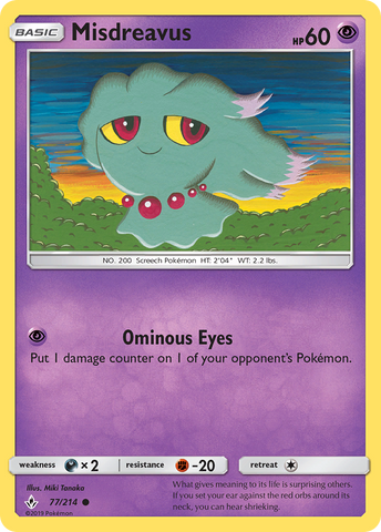 Pokemon | Misdreavus (77/214) [Sun & Moon: Unbroken Bonds] | The Nerd Merchant