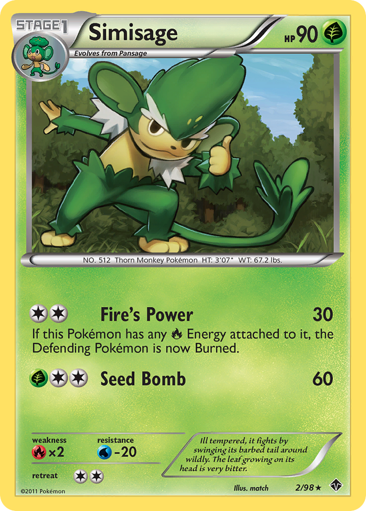 Pokemon | Simisage (2/98) [Black & White: Emerging Powers] | The Nerd Merchant