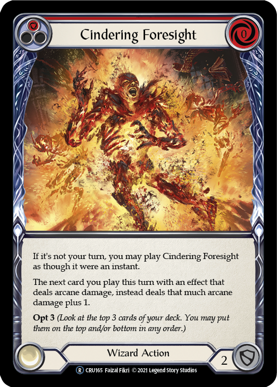 Flesh and Blood TCG | Cindering Foresight (Red) [U-CRU165] (Crucible of War Unlimited)  Unlimited Rainbow Foil | The Nerd Merchant