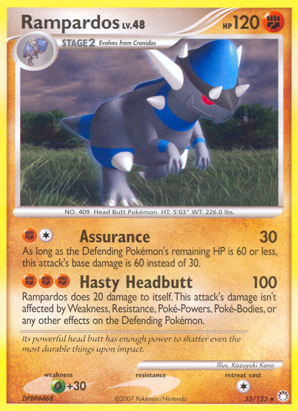 Pokemon | Rampardos (33/123) (Cosmos Holo) (Theme Deck Exclusive) [Diamond & Pearl: Mysterious Treasures] | The Nerd Merchant