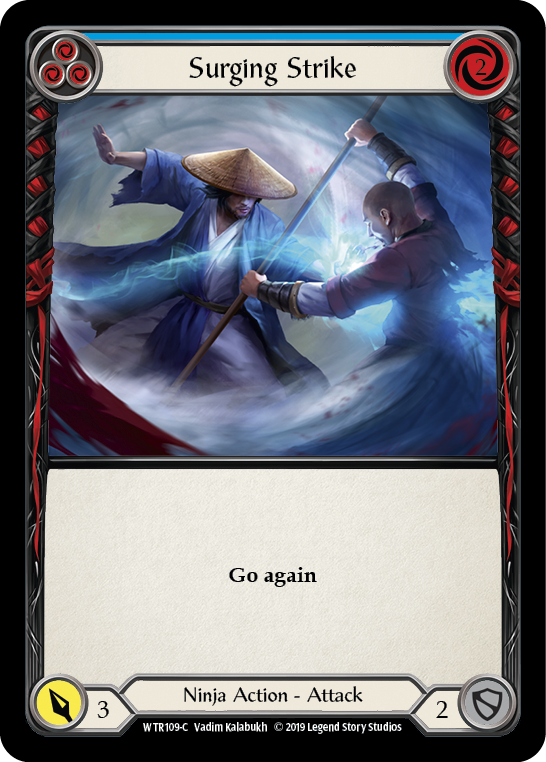 Flesh and Blood TCG | Surging Strike (Blue) [WTR109-C] (Welcome to Rathe)  Alpha Print Rainbow Foil | The Nerd Merchant