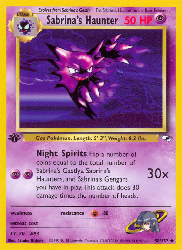 Pokemon | Sabrina's Haunter (58/132) [Gym Heroes 1st Edition] | The Nerd Mechant