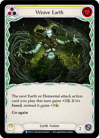 Flesh and Blood TCG | Weave Earth (Yellow) [ELE123] (Tales of Aria)  1st Edition Rainbow Foil | The Nerd Merchant