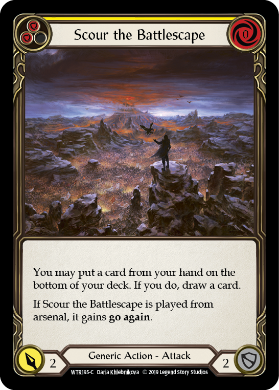 Flesh and Blood TCG | Scour the Battlescape (Yellow) [WTR195-C] (Welcome to Rathe)  Alpha Print Normal | The Nerd Merchant