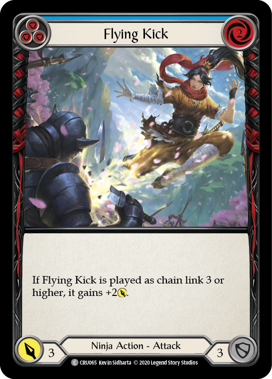 Flesh and Blood TCG | Flying Kick (Blue) [CRU065] (Crucible of War)  1st Edition Rainbow Foil | The Nerd Merchant