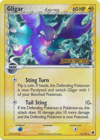 Pokemon | Gligar (16/101) (Delta Species) (Stamped) [EX: Dragon Frontiers] | The Nerd Merchant