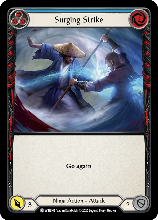 Flesh and Blood TCG | Surging Strike (Blue) [U-WTR109] (Welcome to Rathe Unlimited)  Unlimited Rainbow Foil | The Nerd Merchant