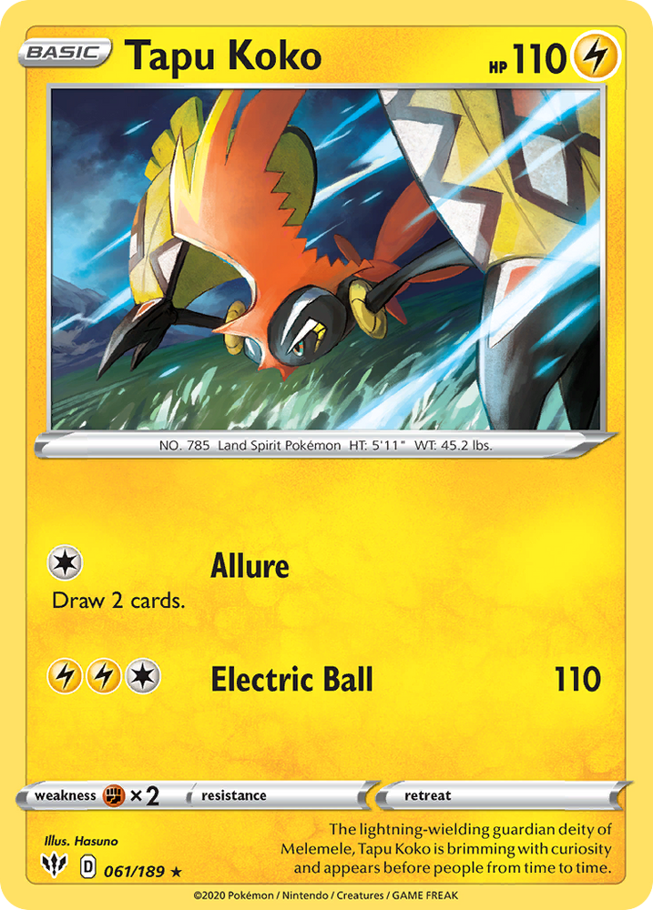 Pokemon | Tapu Koko (061/189) [Sword & Shield: Darkness Ablaze] | The Nerd Merchant