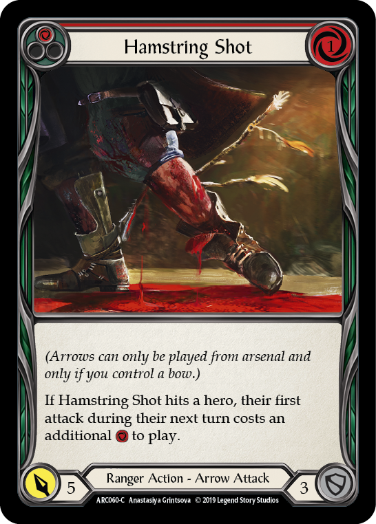 Flesh and Blood TCG | Hamstring Shot (Red) [ARC060-C] (Arcane Rising)  1st Edition Rainbow Foil | The Nerd Merchant