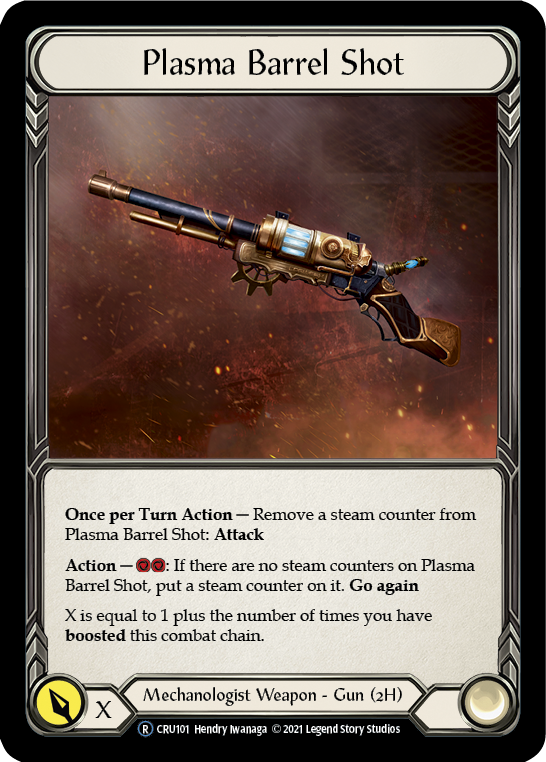 Flesh and Blood TCG | Plasma Barrel Shot [U-CRU101] (Crucible of War Unlimited)  Unlimited Rainbow Foil | The Nerd Merchant