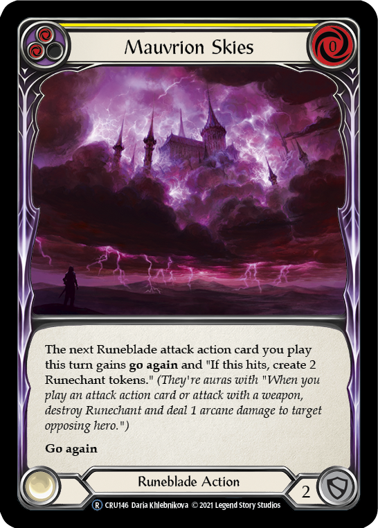 Flesh and Blood TCG | Mauvrion Skies (Yellow) [U-CRU146] (Crucible of War Unlimited)  Unlimited Rainbow Foil | The Nerd Merchant