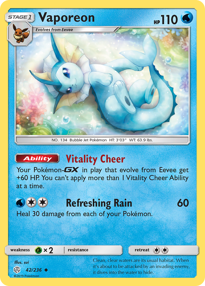 Pokemon| Vaporeon (42/236) [Sun & Moon: Cosmic Eclipse] | The Nerd Merchant