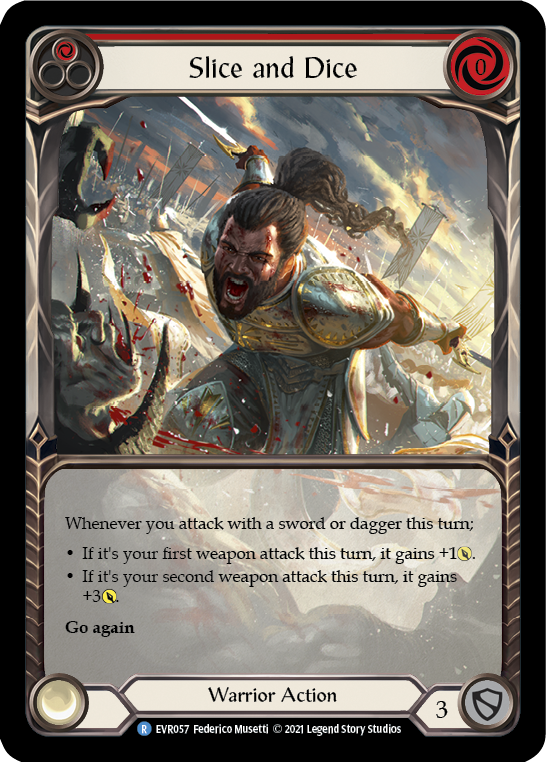 Flesh and Blood TCG | Slice and Dice (Red) [EVR057] (Everfest)  1st Edition Extended Art Rainbow Foil | The Nerd Merchant