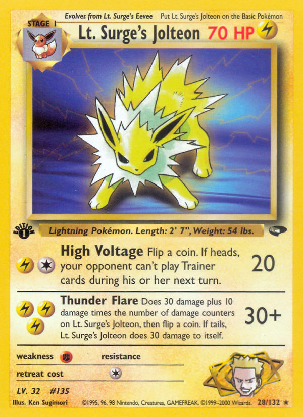 Pokemon | Lt. Surge's Jolteon (28/132) [Gym Challenge 1st Edition] | The Nerd Merchant
