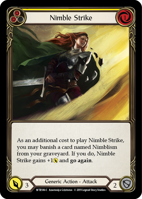 Flesh and Blood TCG | Nimble Strike (Yellow) [WTR186-C] (Welcome to Rathe)  Alpha Print Rainbow Foil | The Nerd Merchant