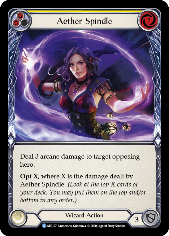 Flesh and Blood TCG | Aether Spindle (Yellow) [U-ARC127] (Arcane Rising Unlimited)  Unlimited Rainbow Foil | The Nerd Merchant