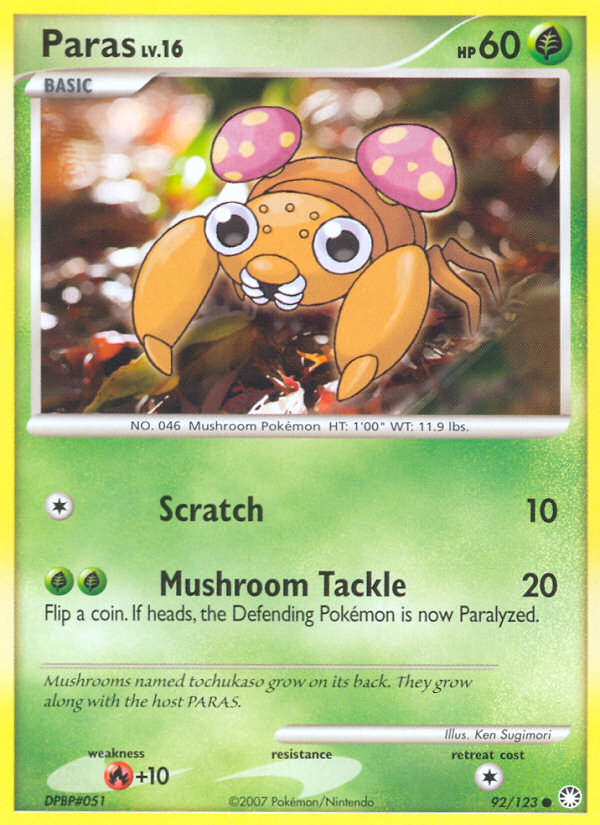 Pokemon | Paras (92/123) [Diamond & Pearl: Mysterious Treasures] | The Nerd Merchant