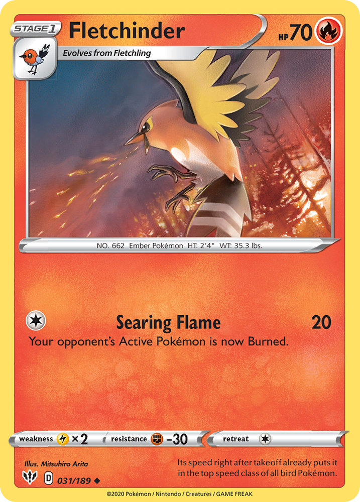 Pokemon | Fletchinder (031/189) [Sword & Shield: Darkness Ablaze] | The Nerd Merchant