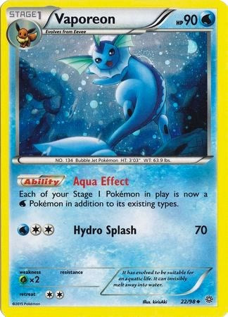Pokemon | Vaporeon (22/98) (Cosmos Holo) [XY: Ancient Origins] | The Nerd Merchant