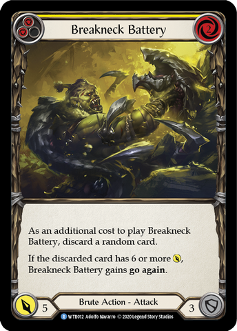 Flesh and Blood TCG | Breakneck Battery (Yellow) [U-WTR012] (Welcome to Rathe Unlimited)  Unlimited Rainbow Foil | The Nerd Merchant