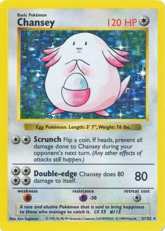 Pokemon | Chansey (3/102) [Base Set Shadowless Unlimited] | The Nerd Merchant