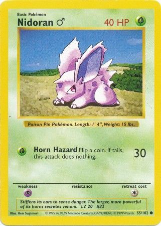 Pokemon | Nidoran (55/102) (Male) [Base Set Shadowless Unlimited] | The Nerd Merchant