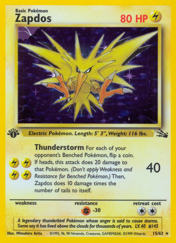 Pokemon | Zapdos (15/62) [Fossil 1st Edition] | The Nerd Merchant