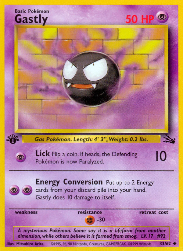 Pokemon | Gastly (33/62) [Fossil 1st Edition] | The Nerd Merchant
