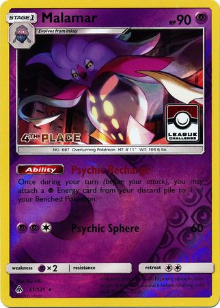 Pokemon | Malamar (51/131) (League Promo 4th Place) [Sun & Moon: Forbidden Light] | The Nerd Merchant