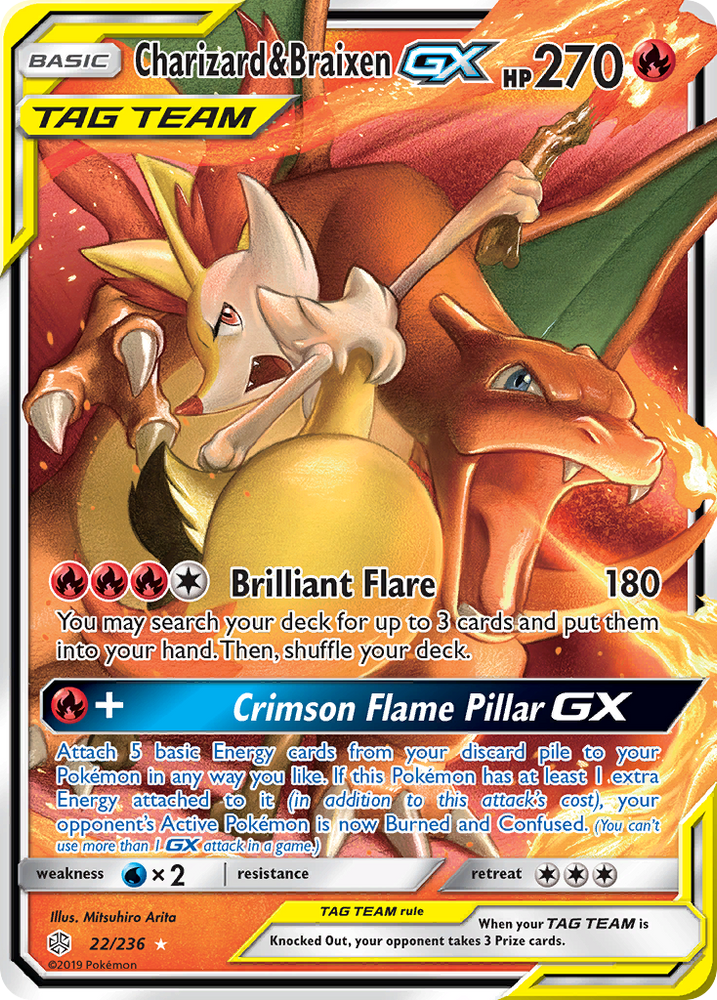 Pokemon| Charizard & Braixen GX (22/236) [Sun & Moon: Cosmic Eclipse] | The Nerd Merchant