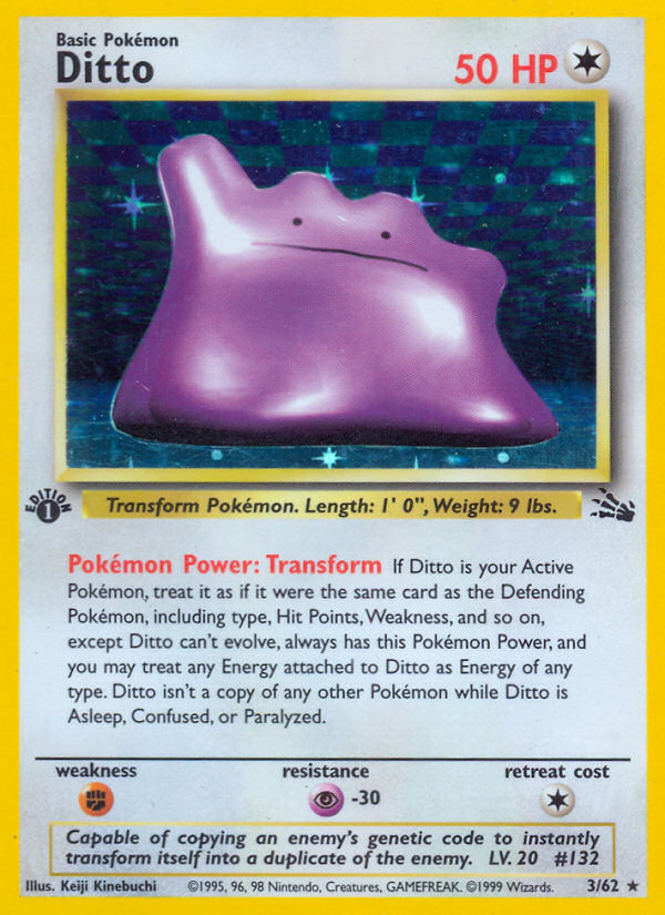 Pokemon | Ditto (3/62) [Fossil 1st Edition] | The Nerd Merchant