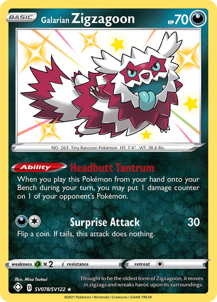 Pokemon | Galarian Zigzagoon (SV078/SV122) [Sword & Shield: Shining Fates] | The Nerd Merchant