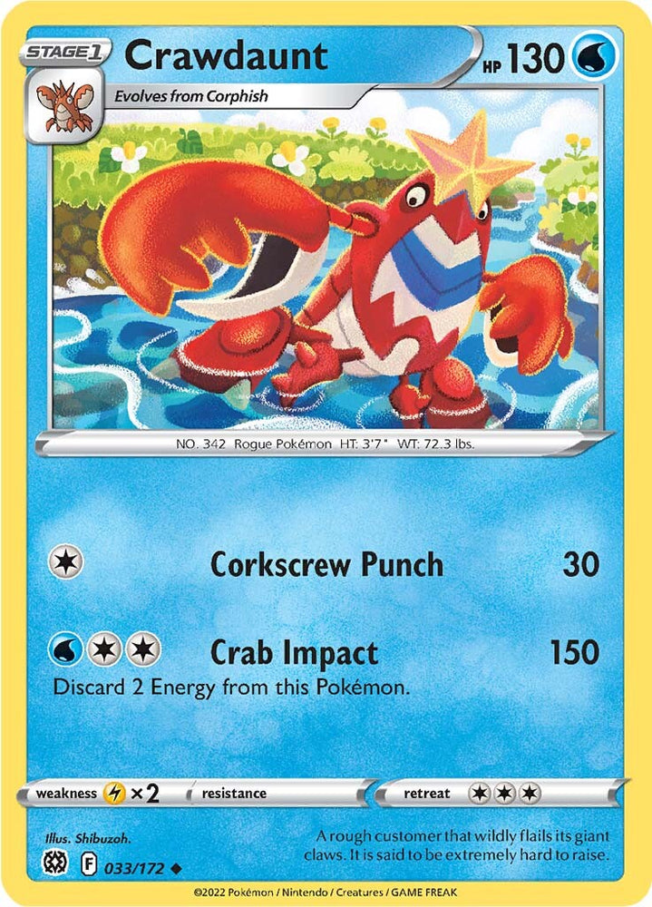 Pokemon | Crawdaunt (033/172) [Sword & Shield: Brilliant Stars] | The Nerd Merchant