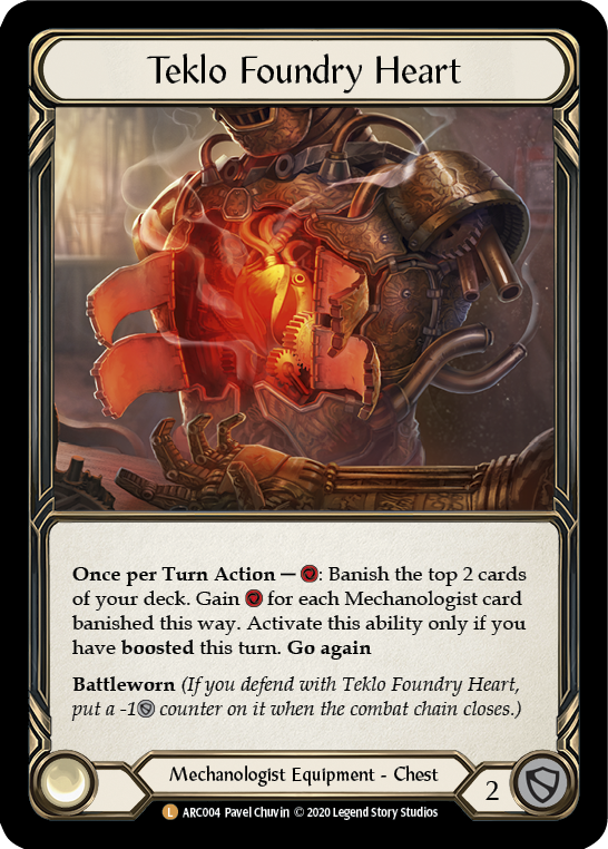 Flesh and Blood TCG | Teklo Foundry Heart [U-ARC004] (Arcane Rising Unlimited)  Unlimited Rainbow Foil | The Nerd Merchant