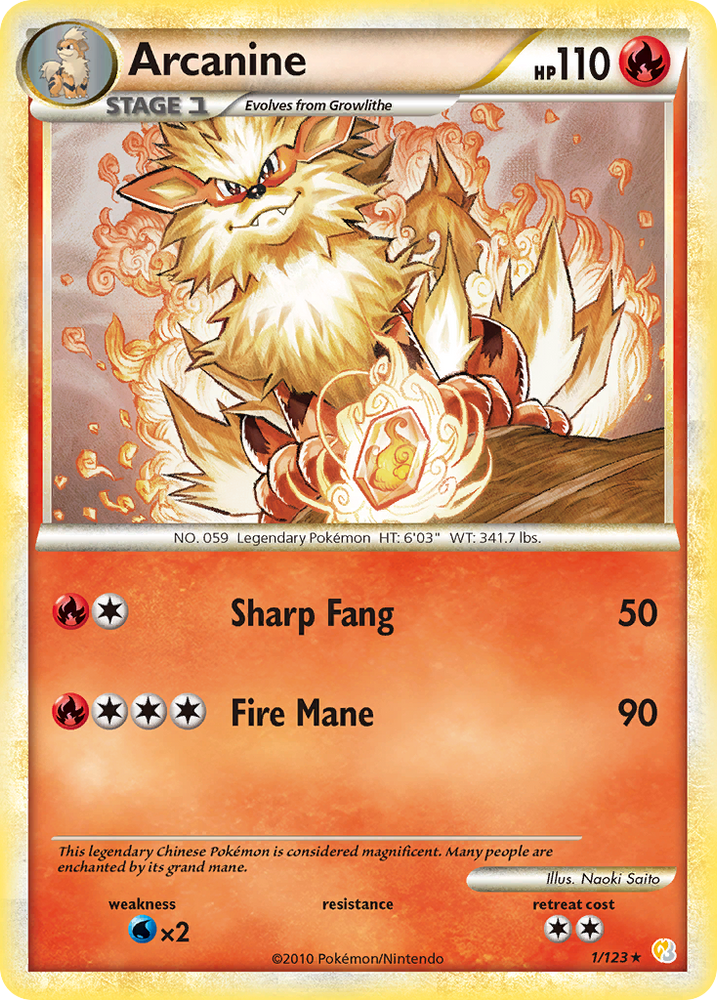 Pokemon | Arcanine (1/123) [HeartGold & SoulSilver: Base Set] | The Nerd Merchant