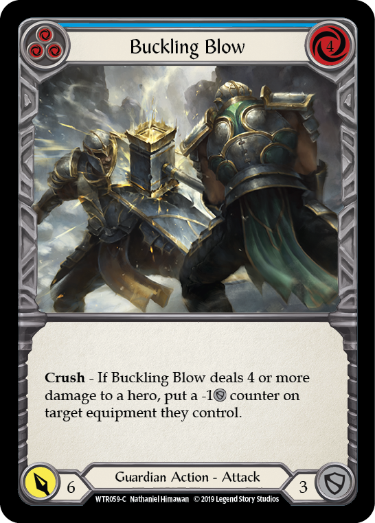 Flesh and Blood TCG | Buckling Blow (Blue) [WTR059-C] (Welcome to Rathe)  Alpha Print Normal | The Nerd Merchant