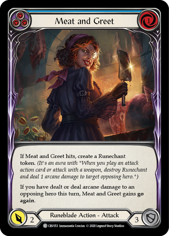 Flesh and Blood TCG | Meat and Greet (Blue) [CRU153] (Crucible of War)  1st Edition Normal | The Nerd Merchant