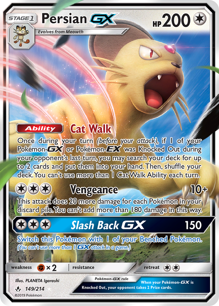 Pokemon | Persian GX (149/214) [Sun & Moon: Unbroken Bonds] | The Nerd Merchant