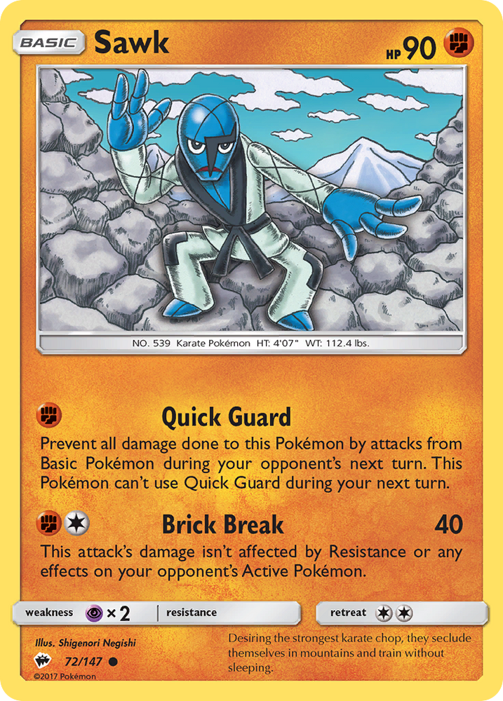 Pokemon | Sawk (72/147) [Sun & Moon: Burning Shadows] | The Nerd Merchant